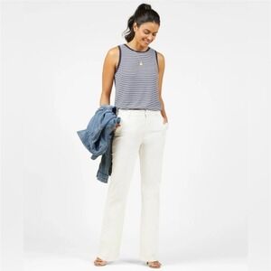 NWT OUTERKNOWN Trouser Pants Women's Size 4 Organic Cotton Stretch Flare‎ White